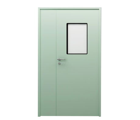 light green pharmaceutical clean room door